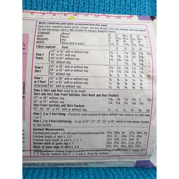 Simplicity 7416 Sewing pattern girls vest wide leg pant and aline skirt size 12 - Picture 5 of 5